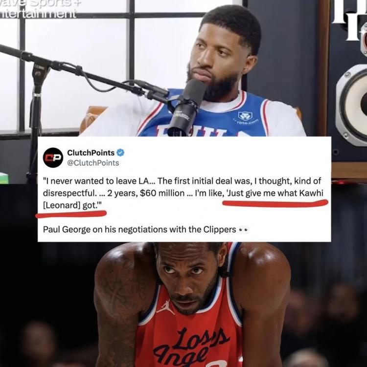 乔治此前谈离开快船：我一点都不想走 只是想要小卡得到的东西